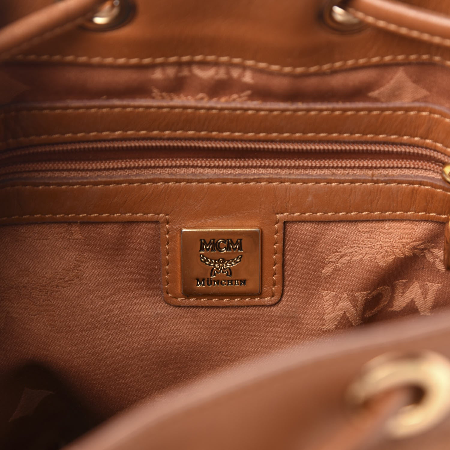 MCM Visetos Essential Drawstring Bucket Bag Cognac 6 of 13
