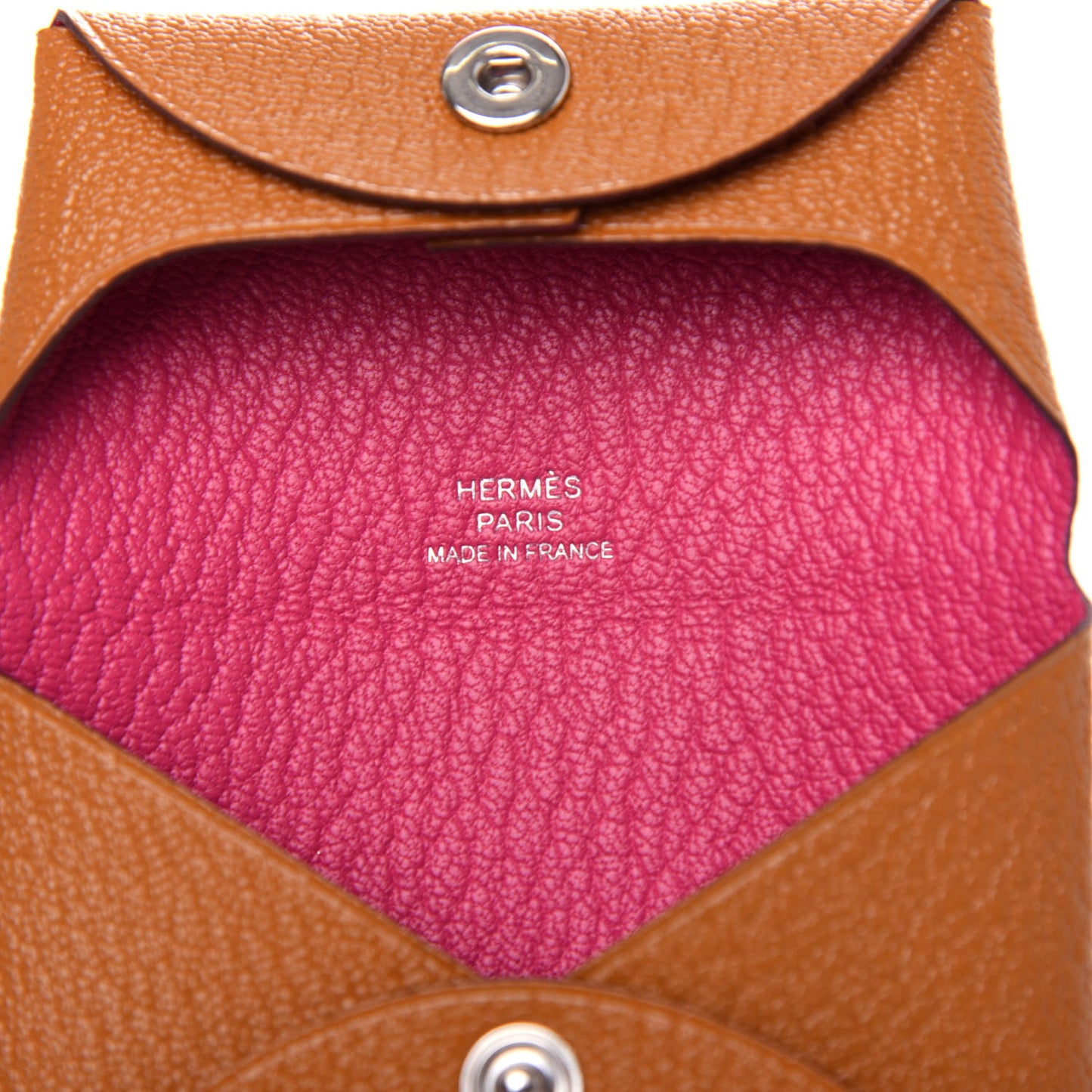 Chevre Mysore Bastia Verso Coin Purse Caramel Rose Shocking