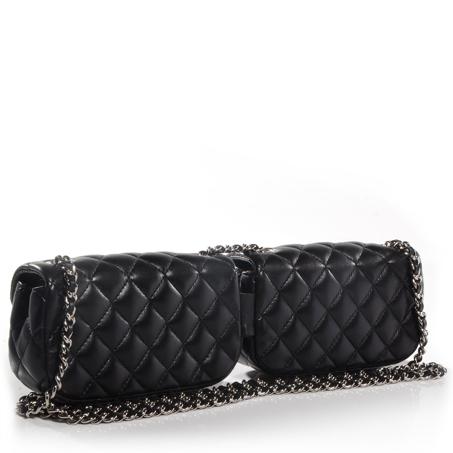 Chanel Lambskin Quilted Double Mini Flap Crossbody Black 3 of 9