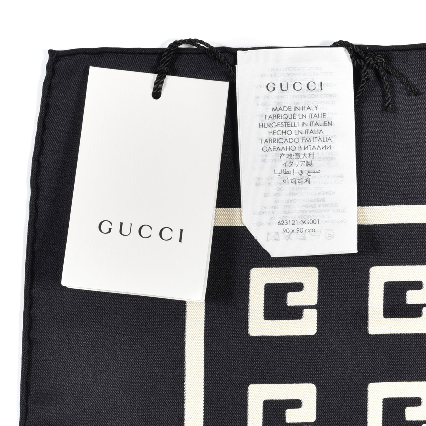 Silk Twill G Square Scarf Black White