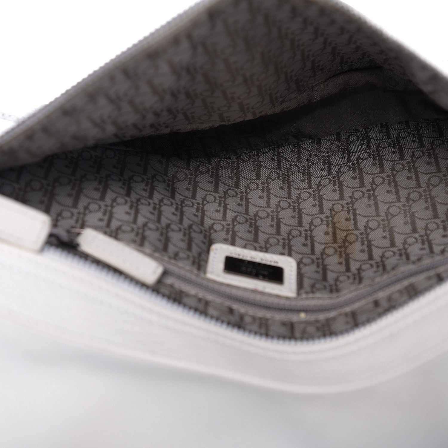 Christian Dior Calfskin Charms Whipstitch Gaucho Double Saddle Bag White 5 of 13