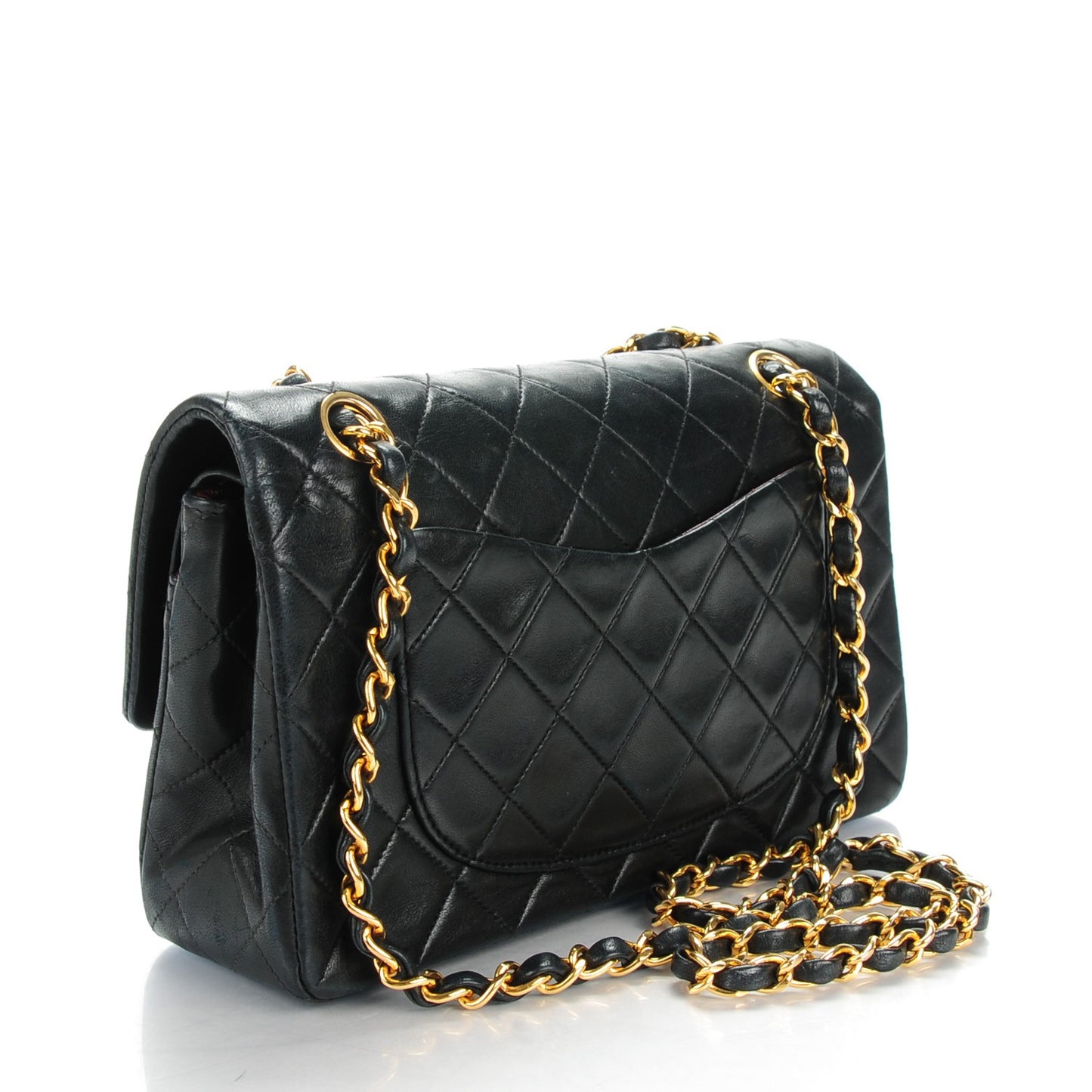 Lambskin Quilted Small Double Flap Black