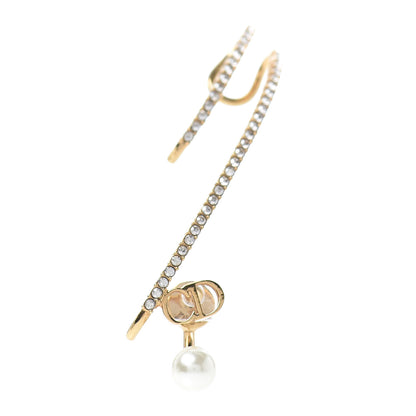 Christian Dior Pearl Crystal Clair D Lune Earring Gold 1 of 3