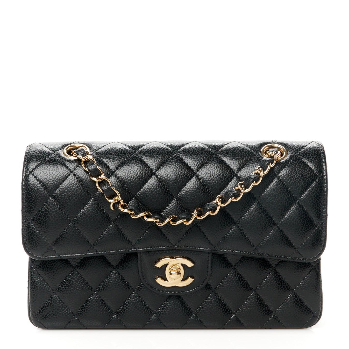 Caviar Quilted Small Double Flap Black