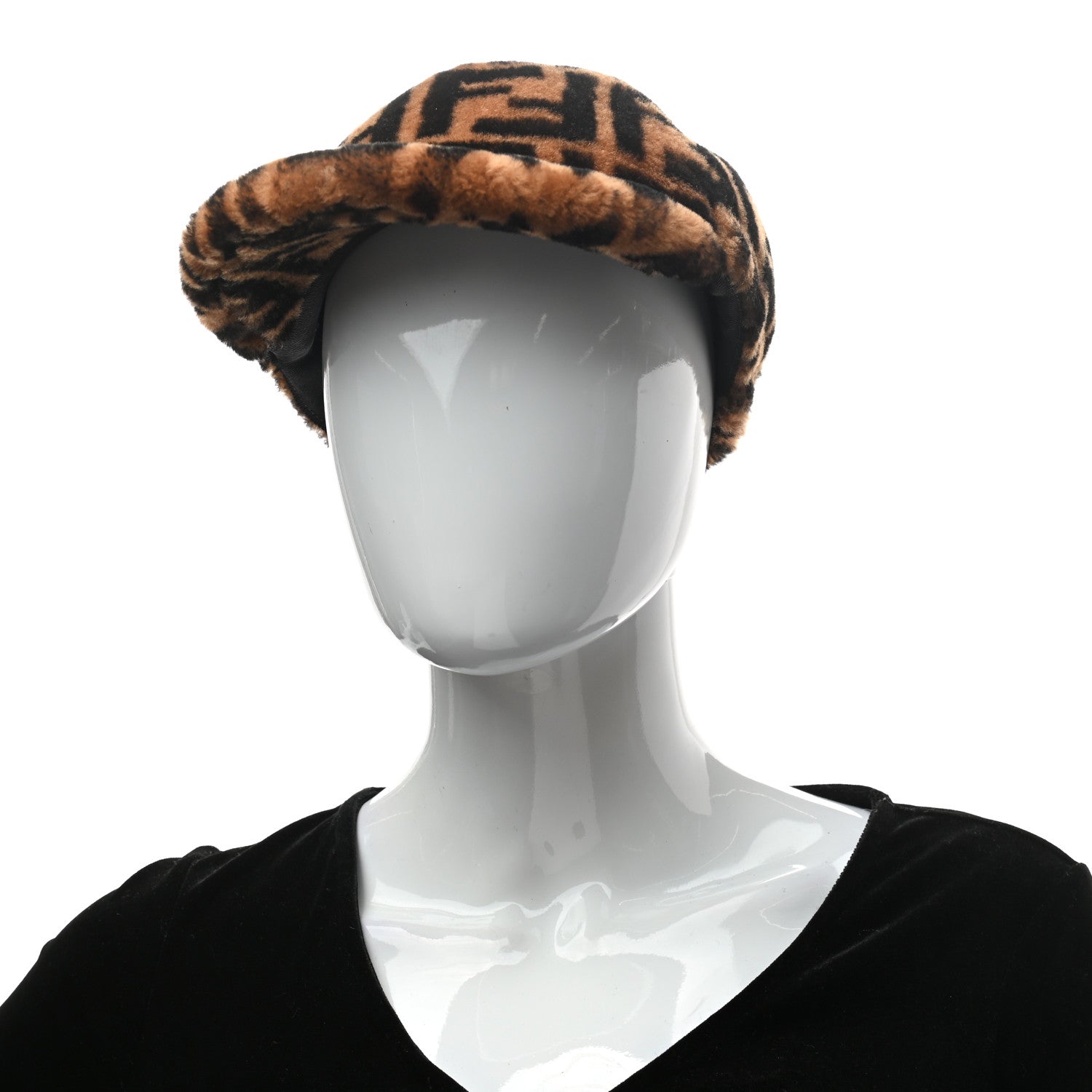 Fendi Shearling Macro FF 1974 Cap Tobacco 2 of 9