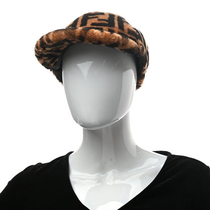 Fendi Shearling Macro FF 1974 Cap Tobacco 2 of 9