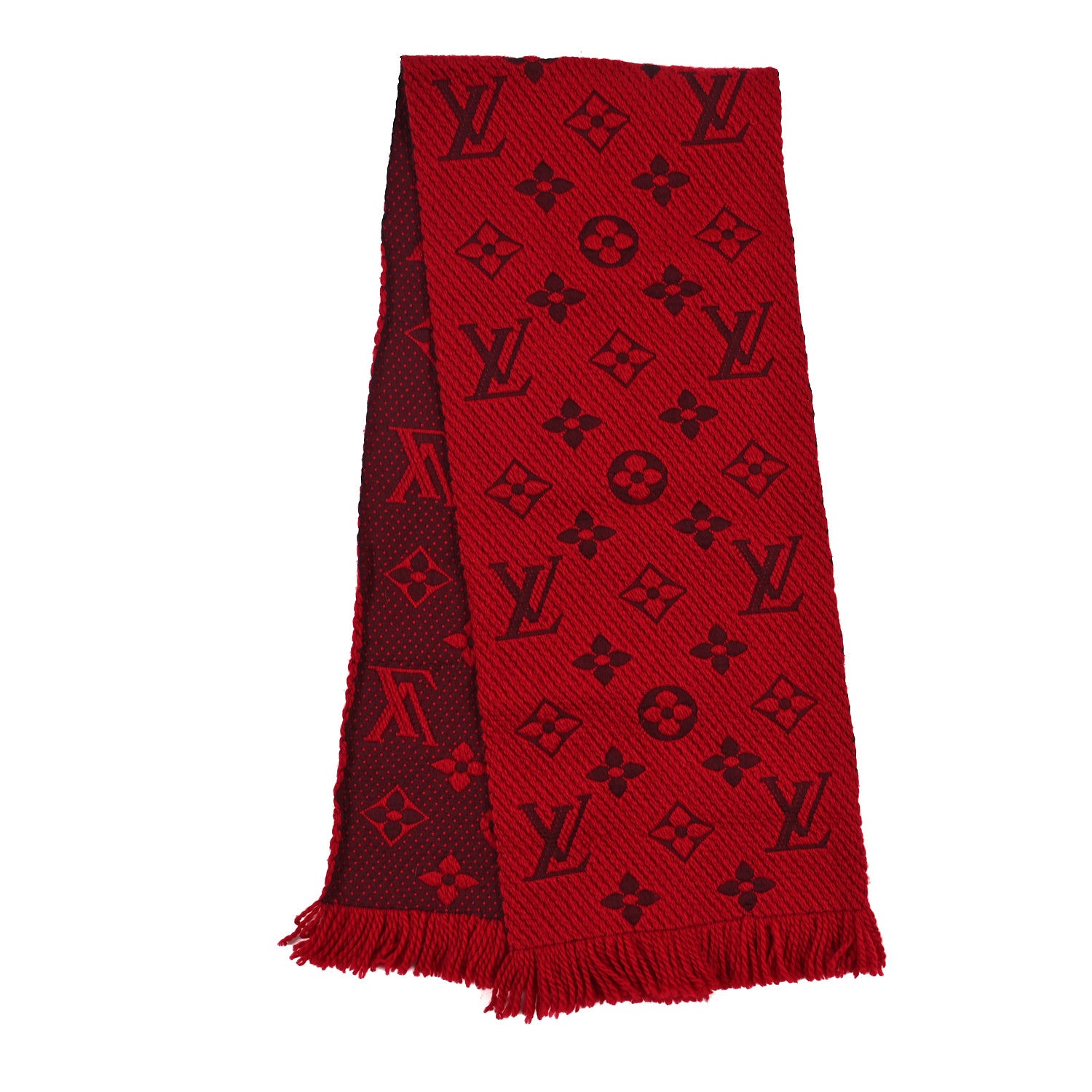 Louis Vuitton Wool Silk Logomania Scarf Rubis 2 of 3