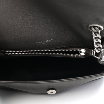 Saint Laurent Grain De Poudre Small West Hollywood Monogram Fold-Over Coal 6 of 10