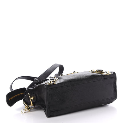 Balenciaga Chevre Gold Metallic Edge Hardware Mini City Black 5 of 12