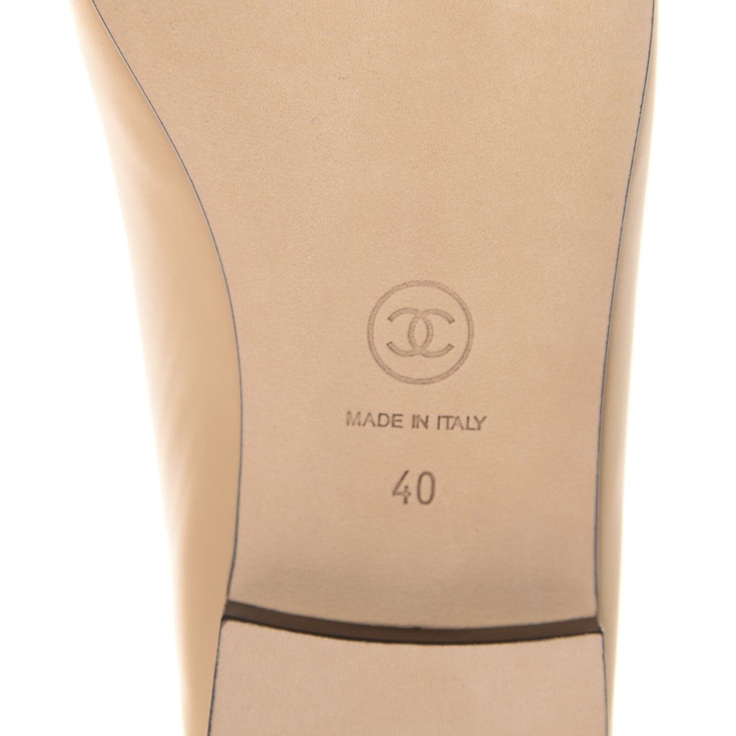 Lambskin Cap Toe CC Ballerina Flats 40 Beige Black