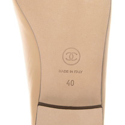 Chanel Lambskin Cap Toe CC Ballerina Flats 40 Beige Black 9 of 10