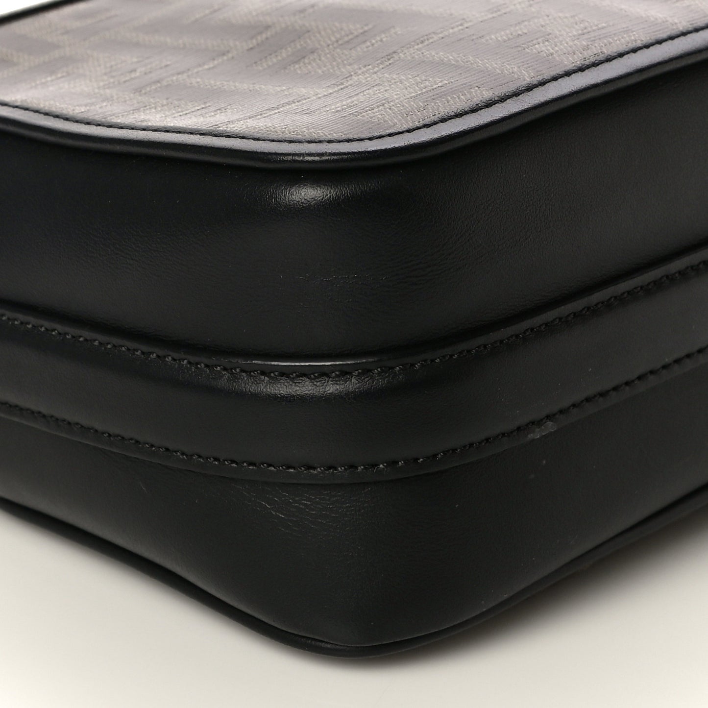 Glazed Fabric Vitello Century FF 1974 Stamp Patch Camera Case Mogano Panna Black