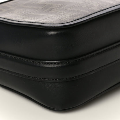 Fendi Glazed Fabric Vitello Century FF 1974 Stamp Patch Camera Case Mogano Panna Black 9 of 10