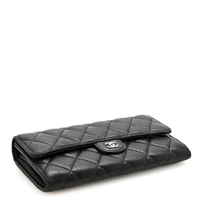 Chanel Lambskin Quilted Large Gusset Flap Wallet Black 4 of 8