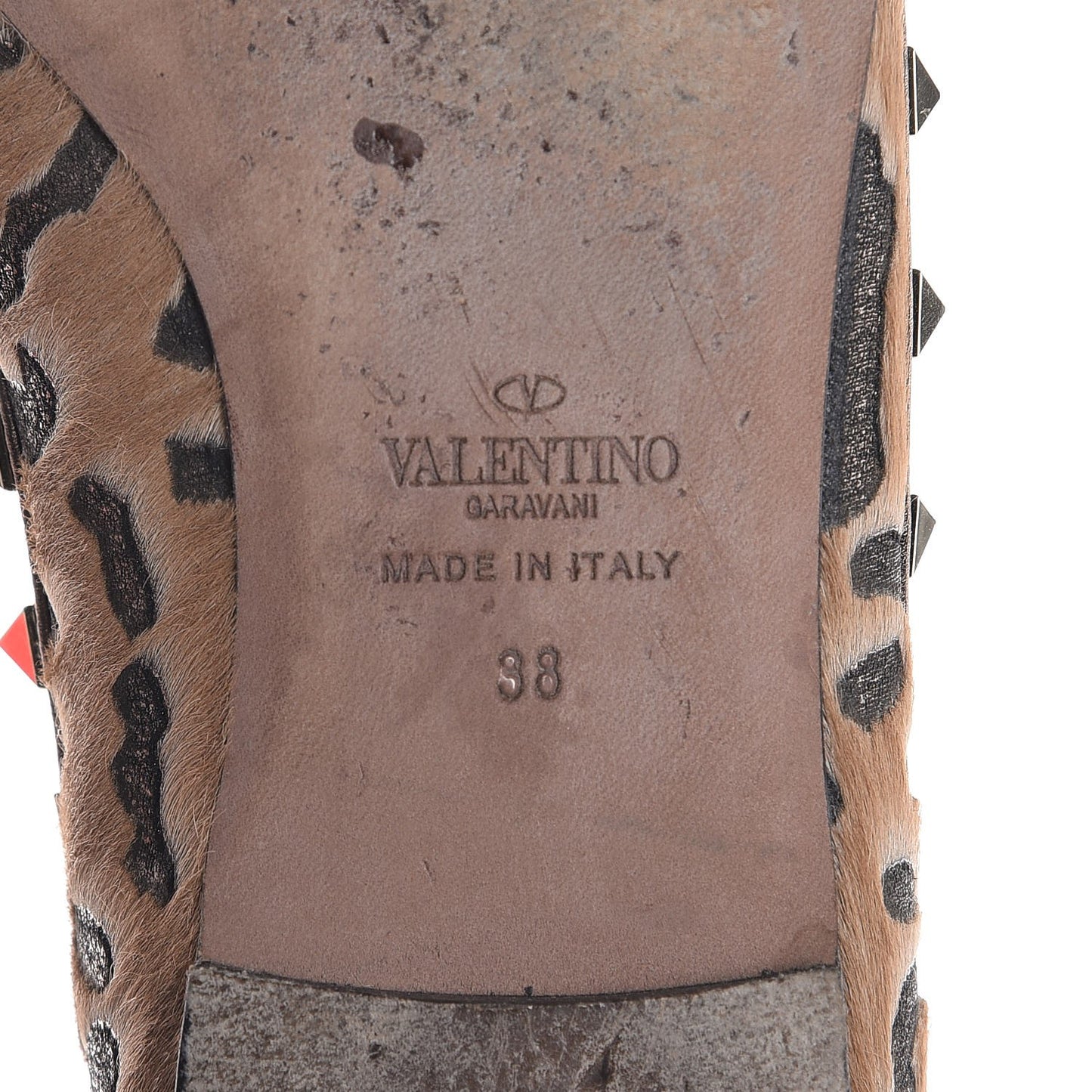 Calf Hair Leopard Print Rockstud Ballerina Flats 38 Fucile Al Campion