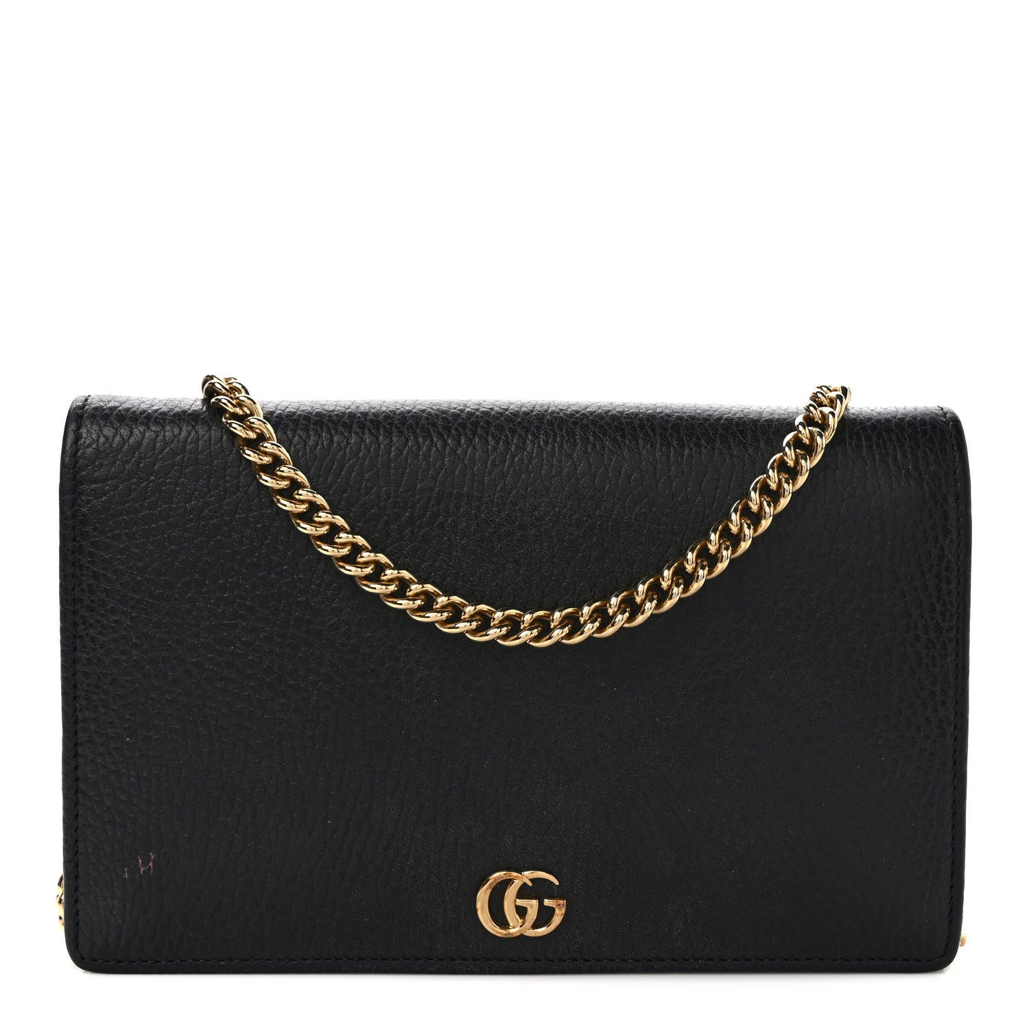 Gucci Calfskin Mini GG Marmont Chain Wallet Black 1 of 10