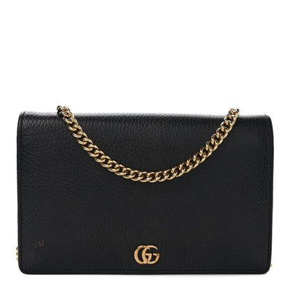 Gucci Calfskin Mini GG Marmont Chain Wallet Black 1 of 10