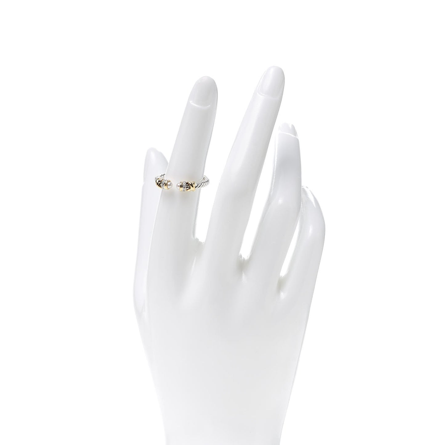 Sterling Silver 18K Yellow Gold Diamond Pearl Petite Helena Ring 54 7