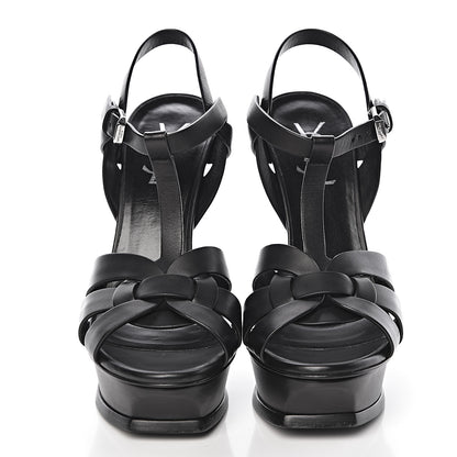 Saint Laurent Calfskin Tribute 105 Platform Sandals 36 Black 2 of 10