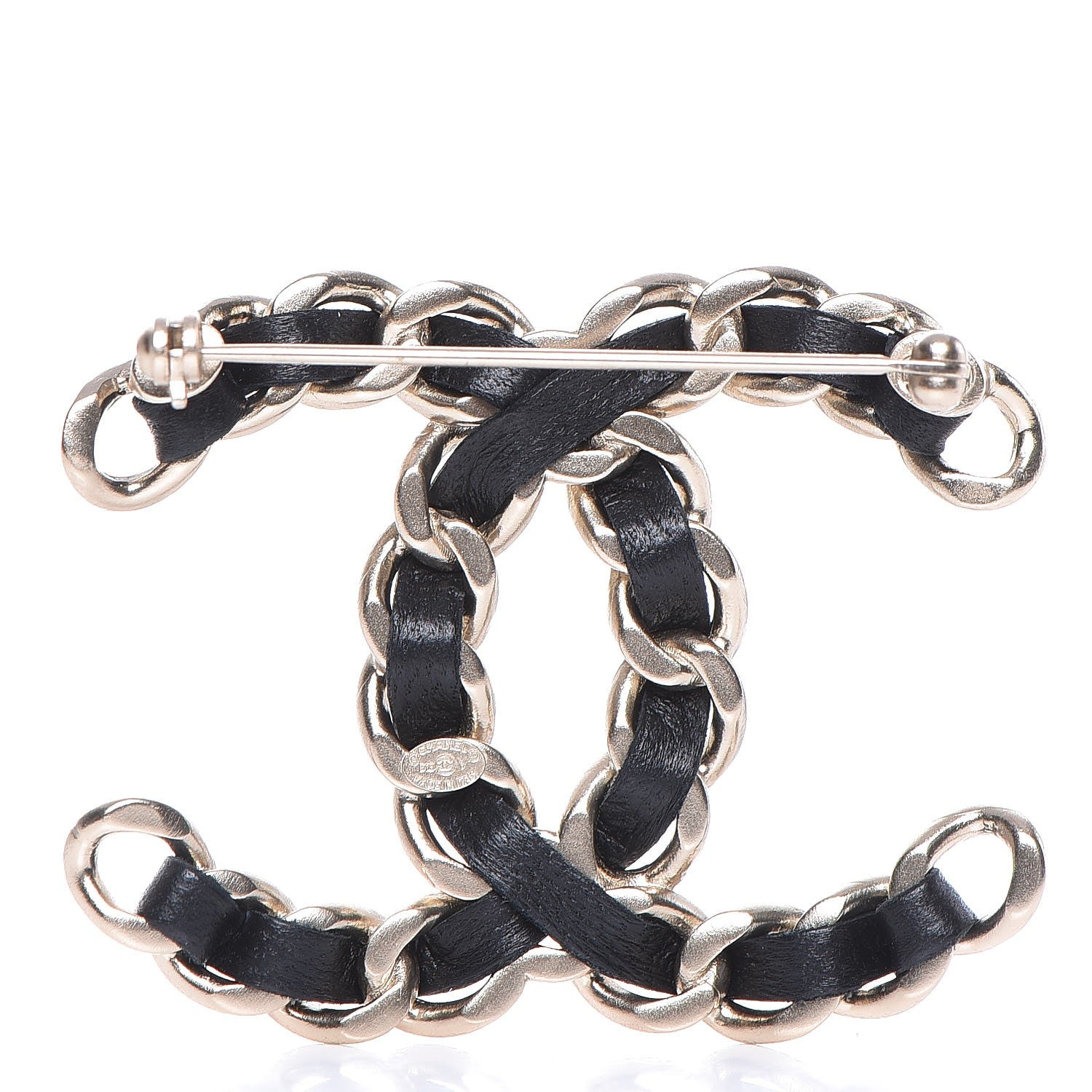 Chanel Lambskin Chain CC Brooch Black Gold 4 of 7