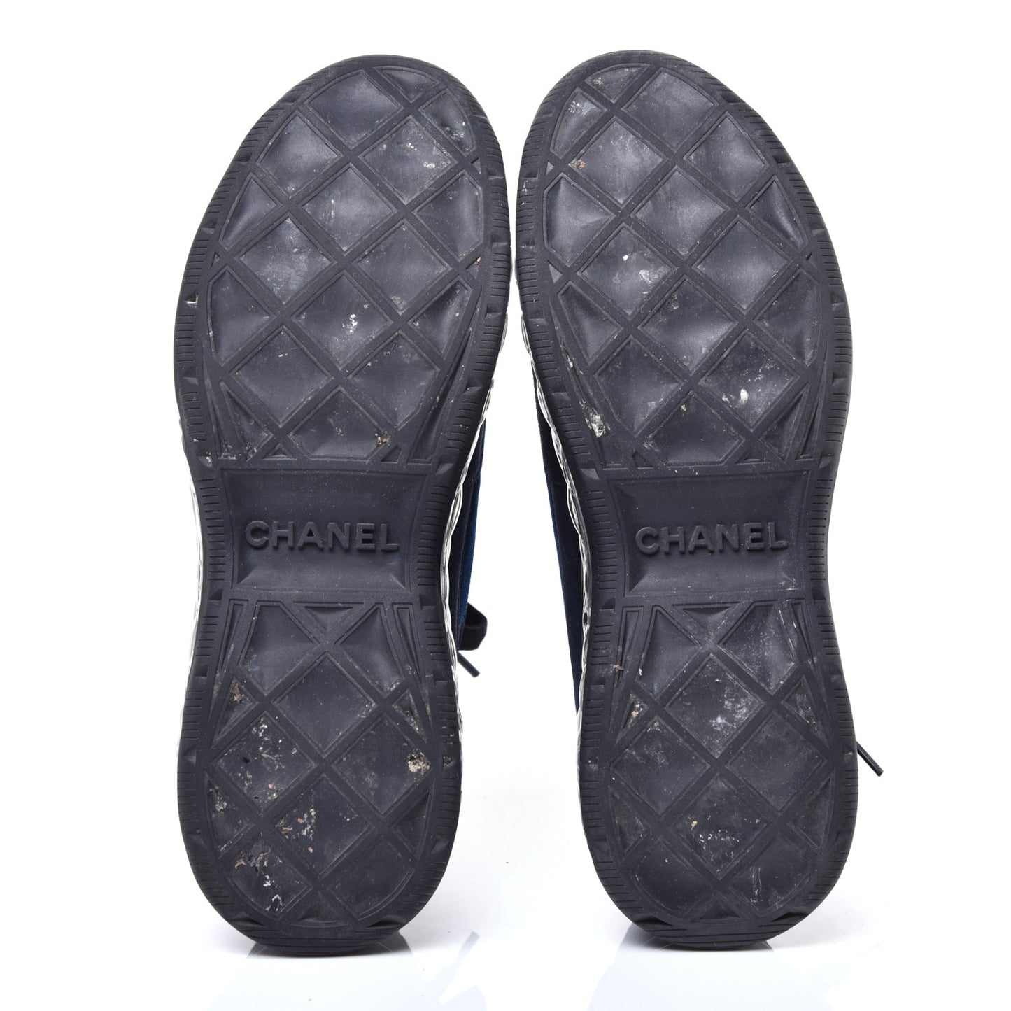 Suede Calfskin Velvet Grosgrain CC Sneakers 38.5 Navy Blue Black
