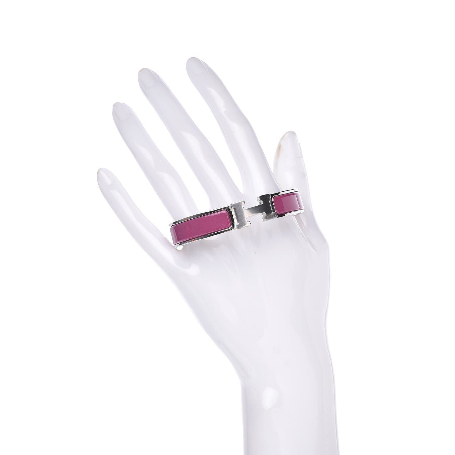 Hermes Enamel Narrow Clic Clac H Bracelet GM Rose Azalee 2 of 5