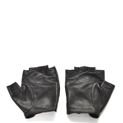 Chanel Lambskin Camellia Fingerless Gloves 8.5 Black 3 of 9