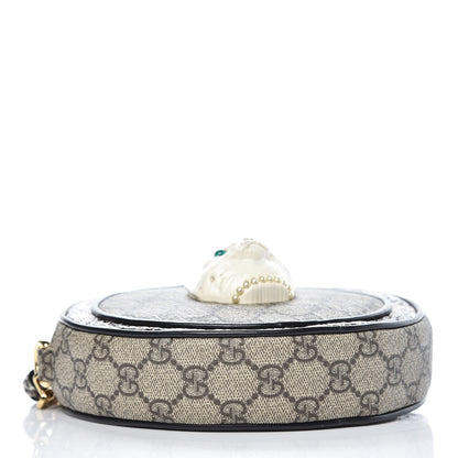Gucci GG Supreme Monogram Patchwork Cat Round Shoulder Bag White Beige 4 of 7