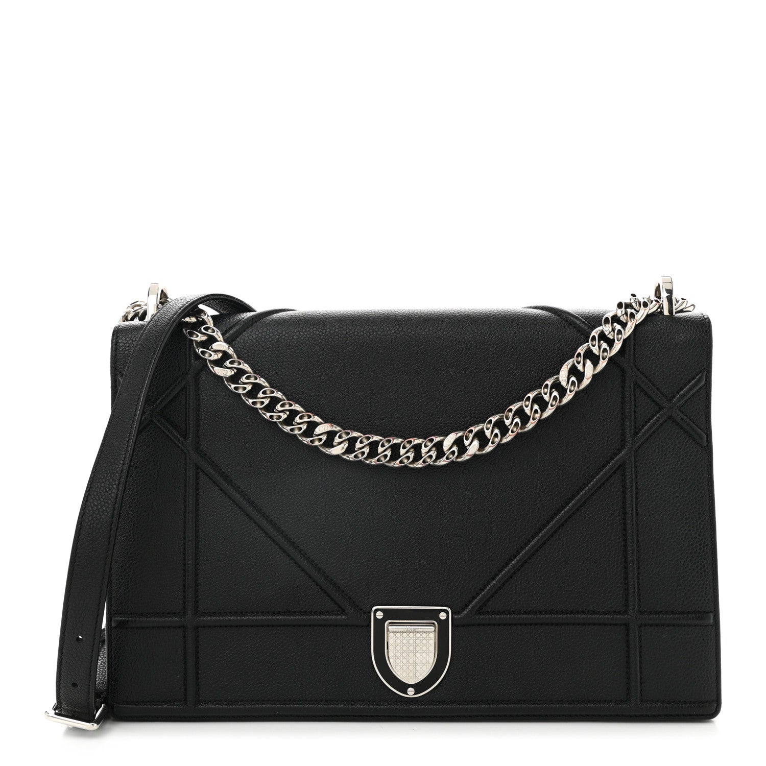 Christian Dior Grained Calfskin Large Diorama Flap Bag Black 1 of 10