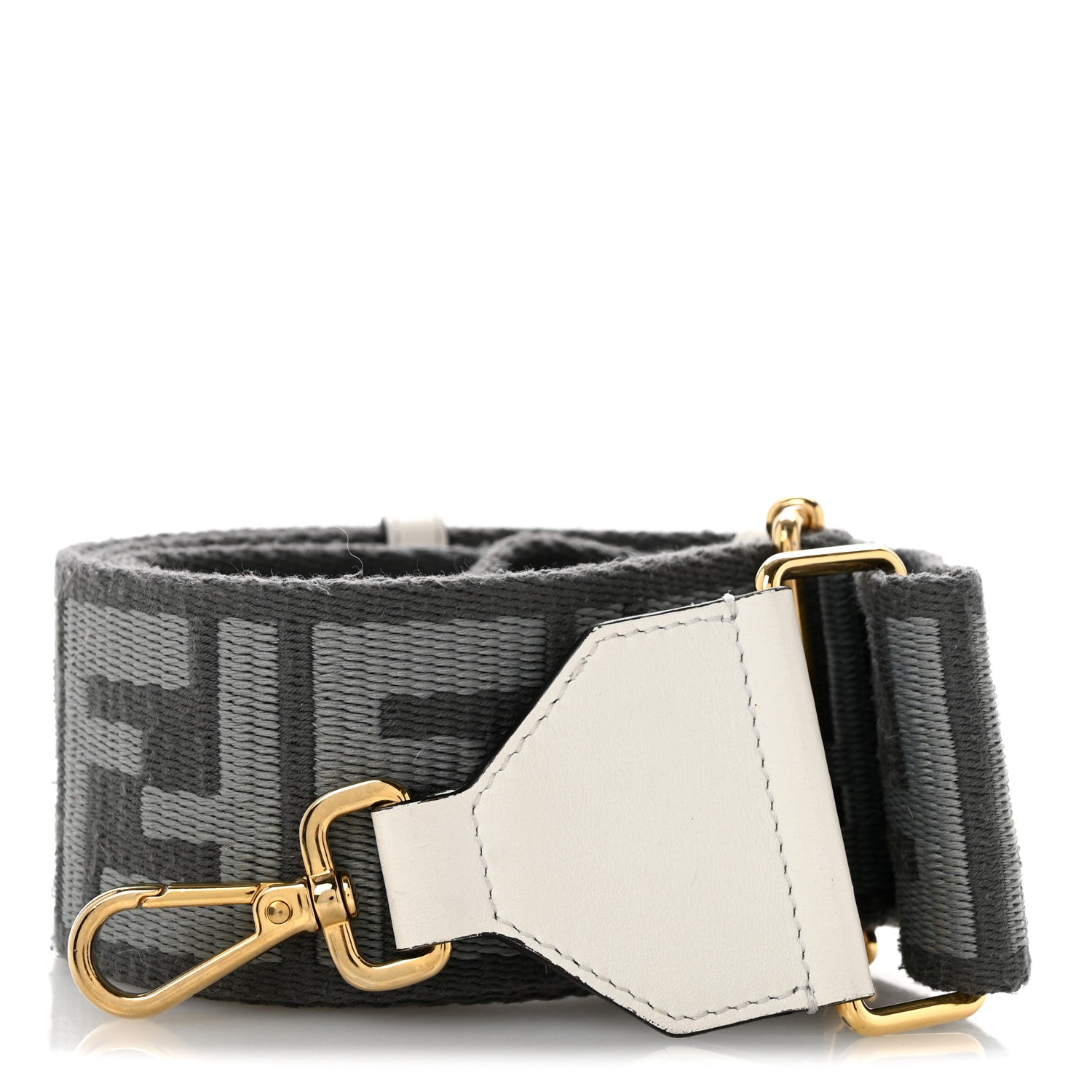 Fendi Ribbon Vitello Seta FF 1974 Adjustable Strap You Ardesia Pietra White Ice 1 of 6