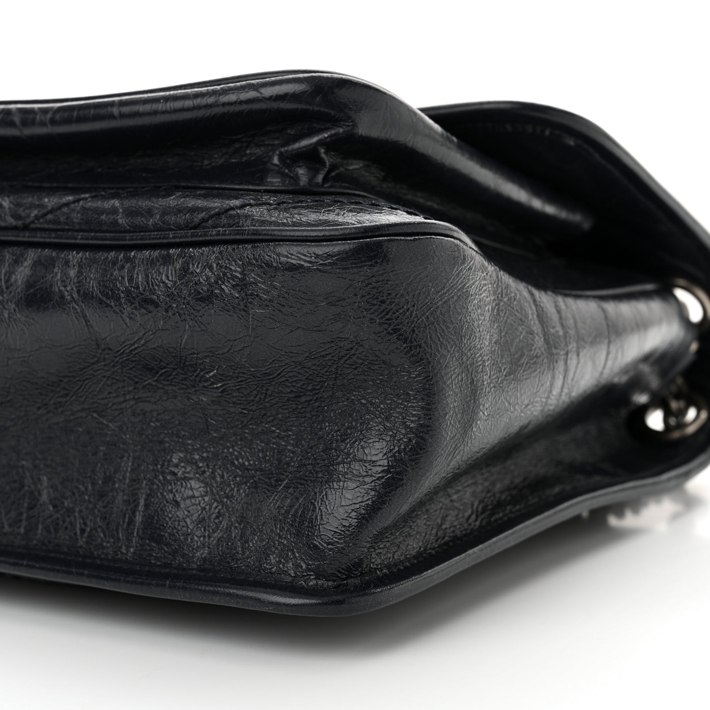 Crinkled Calfskin Matelasse Monogram Medium Niki Chain Satchel Deep Marine