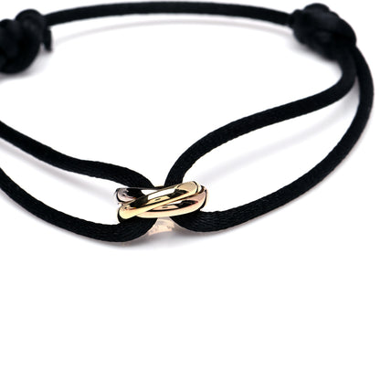 Cartier 18K Pink Yellow White Gold Trinity Adjustable Cord Bracelet Black 4 of 8