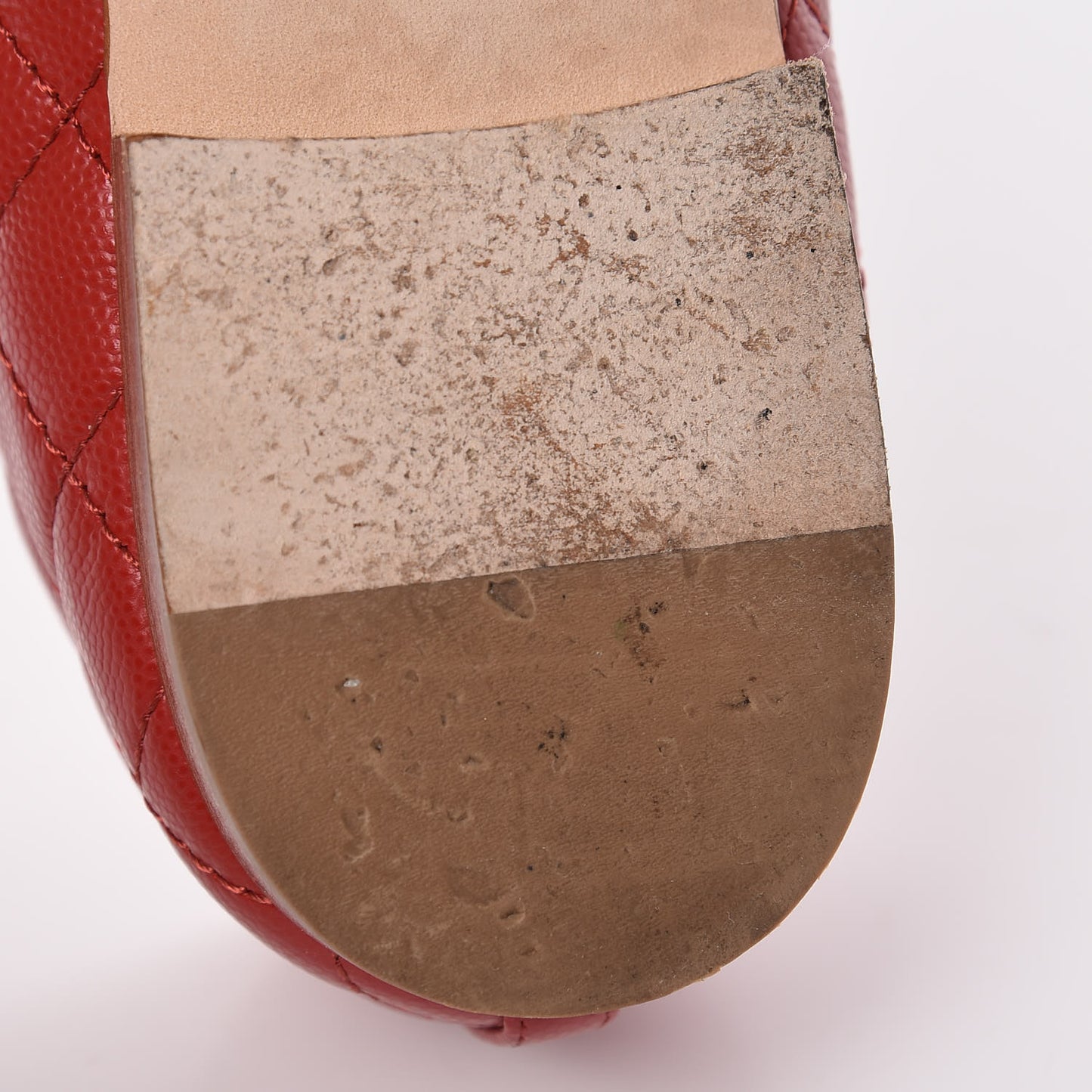 Caviar Quilted CC Cap Toe Ballerina Flats 40.5 Red