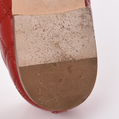Chanel Caviar Quilted CC Cap Toe Ballerina Flats 40.5 Red 14 of 15