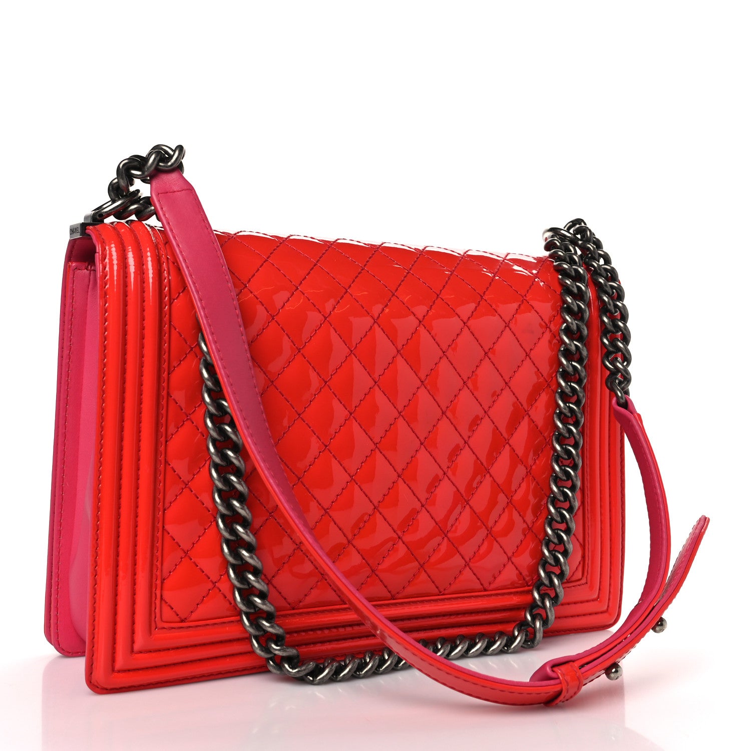 Chanel Patent Quilted Large Boy Flap Pink 3 of 10