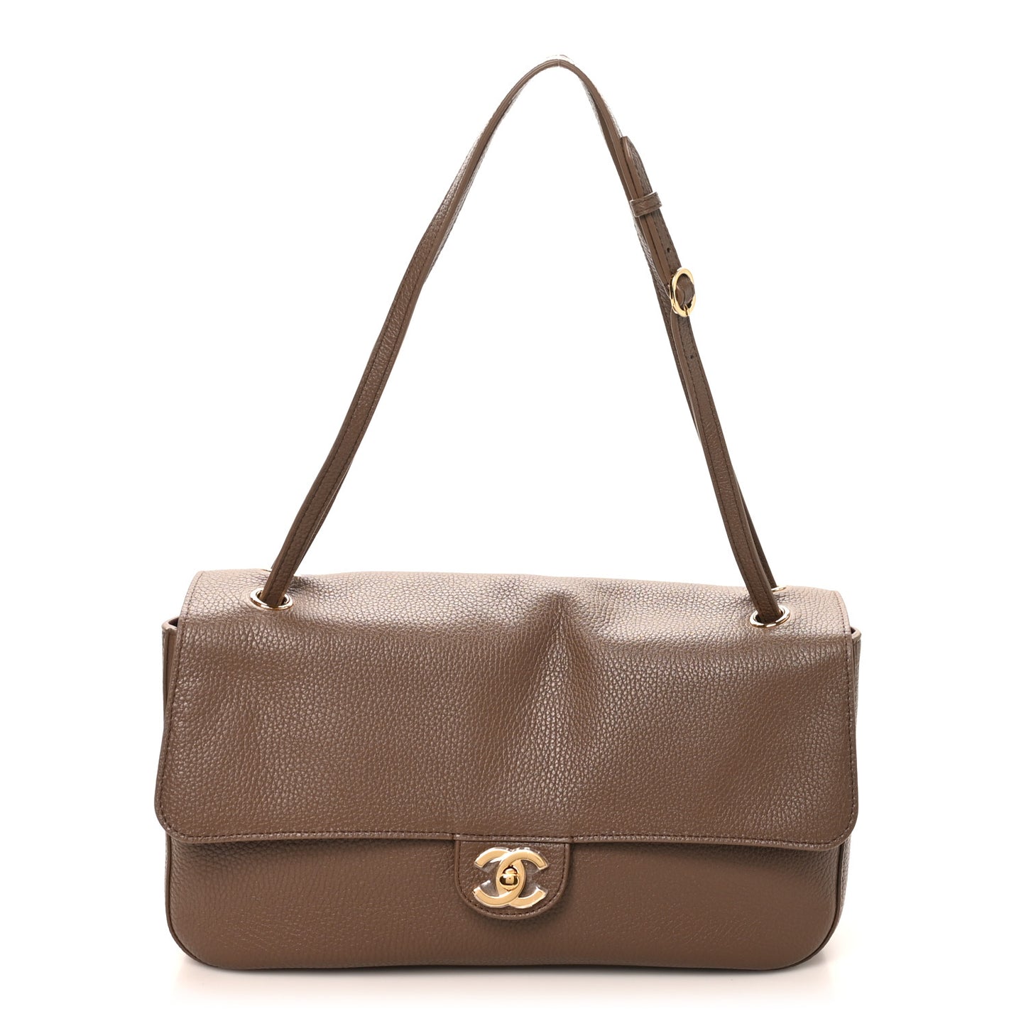 Grained Calfskin Small Souplissimo Maxi Flap Light Brown