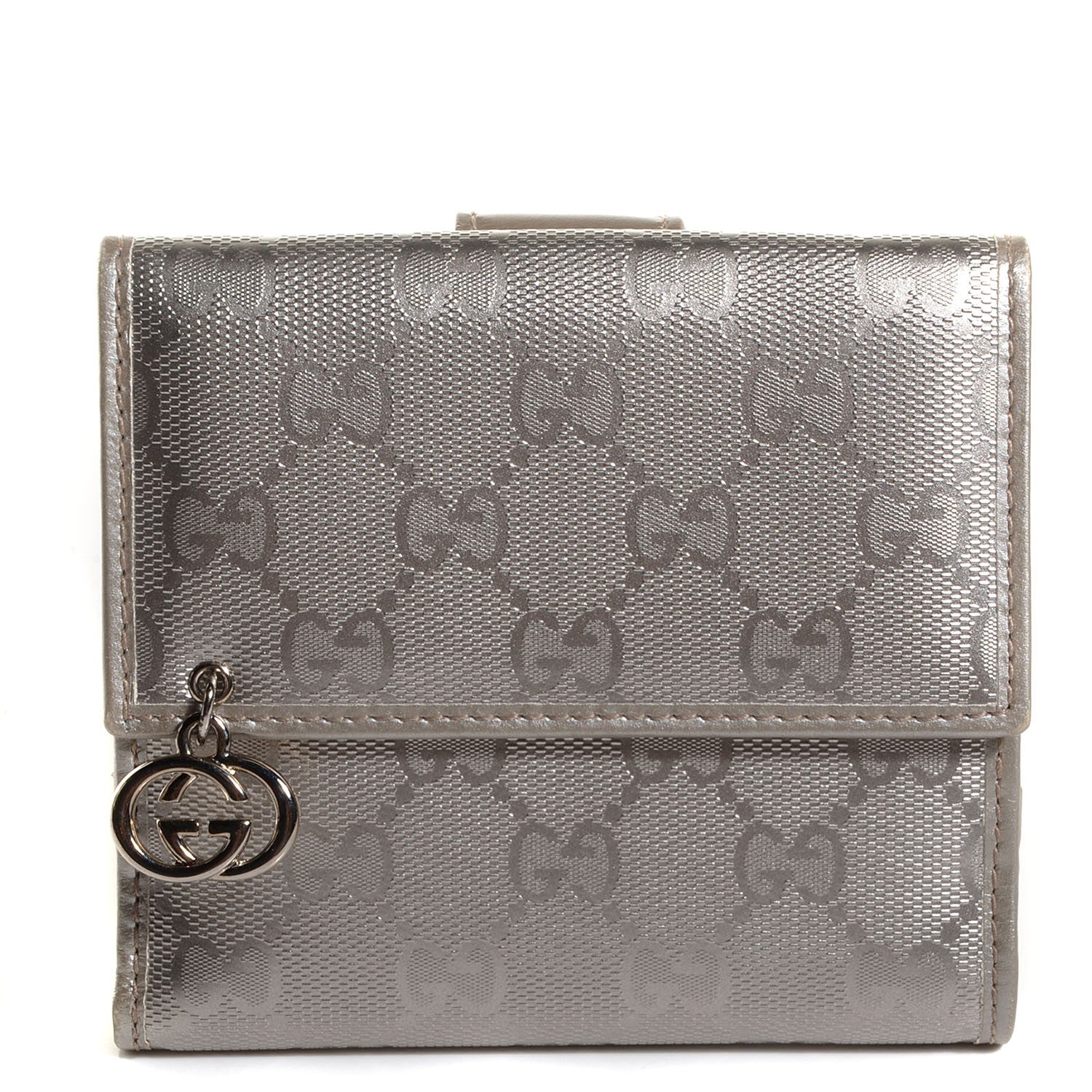 Gucci Imprime Monogram GG Pierce French Flap Wallet Silver 1 of 8