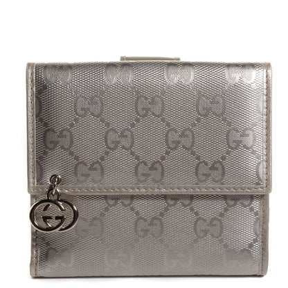 Gucci Imprime Monogram GG Pierce French Flap Wallet Silver 1 of 8