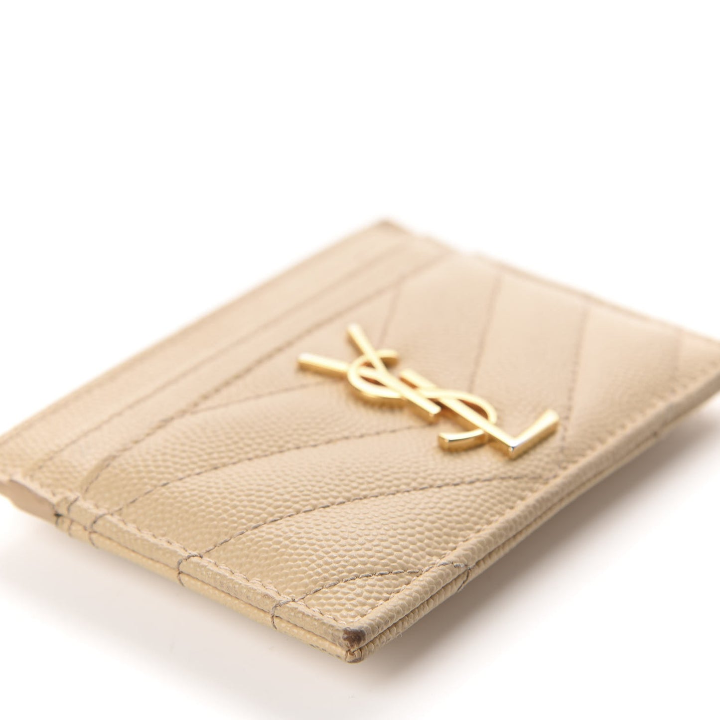Grain De Poudre Matelasse Chevron Monogram Credit Card Case Nude Powder
