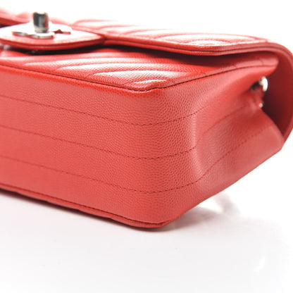 Chanel Caviar Chevron Quilted Mini Rectangular Flap Red 10 of 11