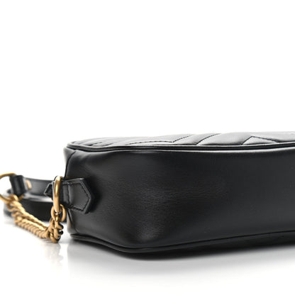 Gucci Calfskin Matelasse Mini GG Marmont Chain Shoulder Bag Black 8 of 9
