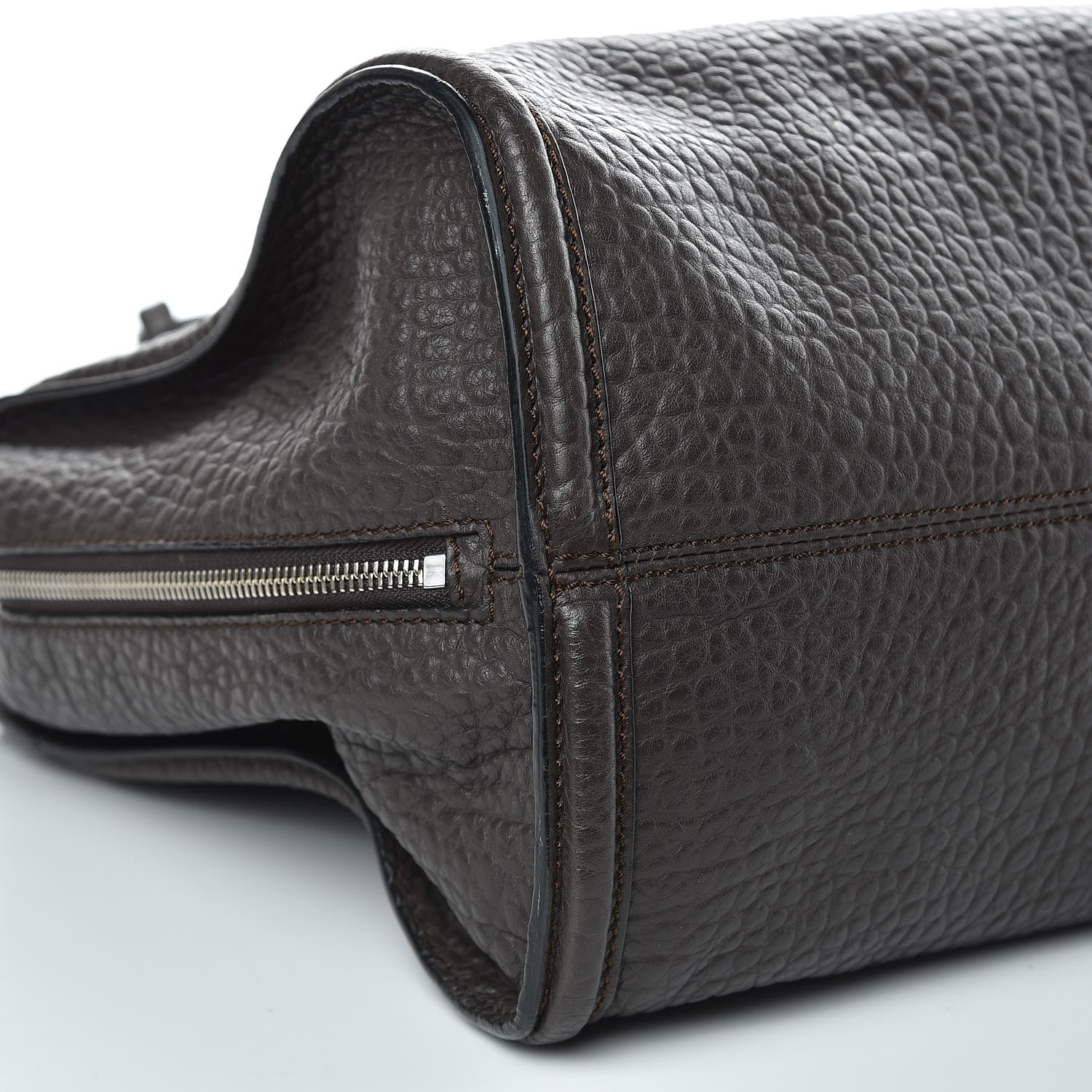 Alexander McQueen Pebbled Calfskin Large Skull Padlock Zip Around Tote Dark Brown 8 of 11