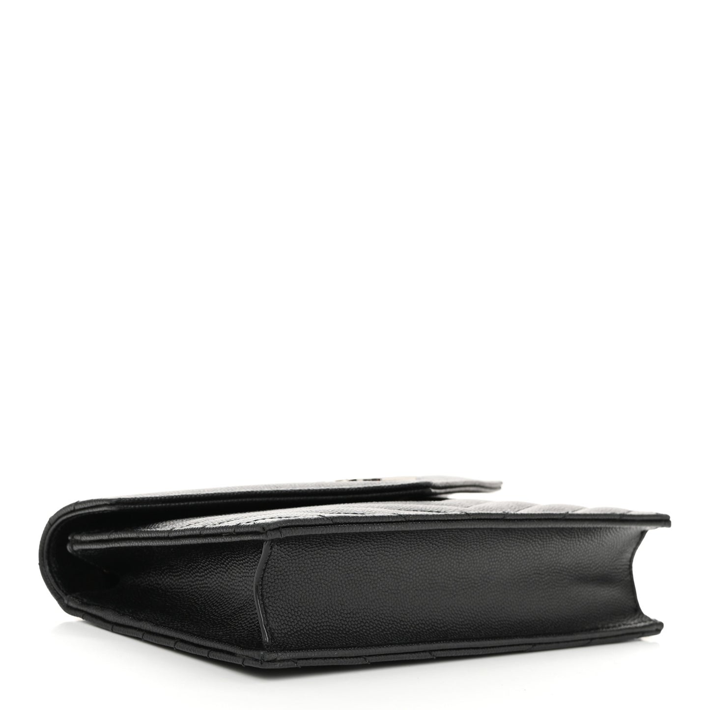 Grain De Poudre Matelasse Chevron Monogram Envelope Chain Wallet Black