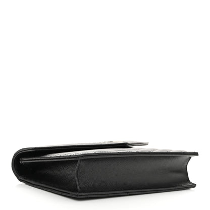 Saint Laurent Grain De Poudre Matelasse Chevron Monogram Envelope Chain Wallet Black 4 of 10