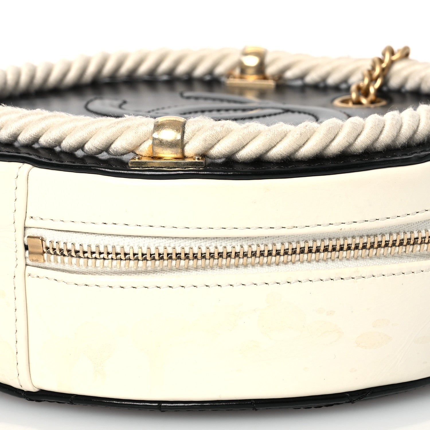 Chanel Crumpled Calfskin Cotton Small En Vogue Round Bag Black 9 of 13