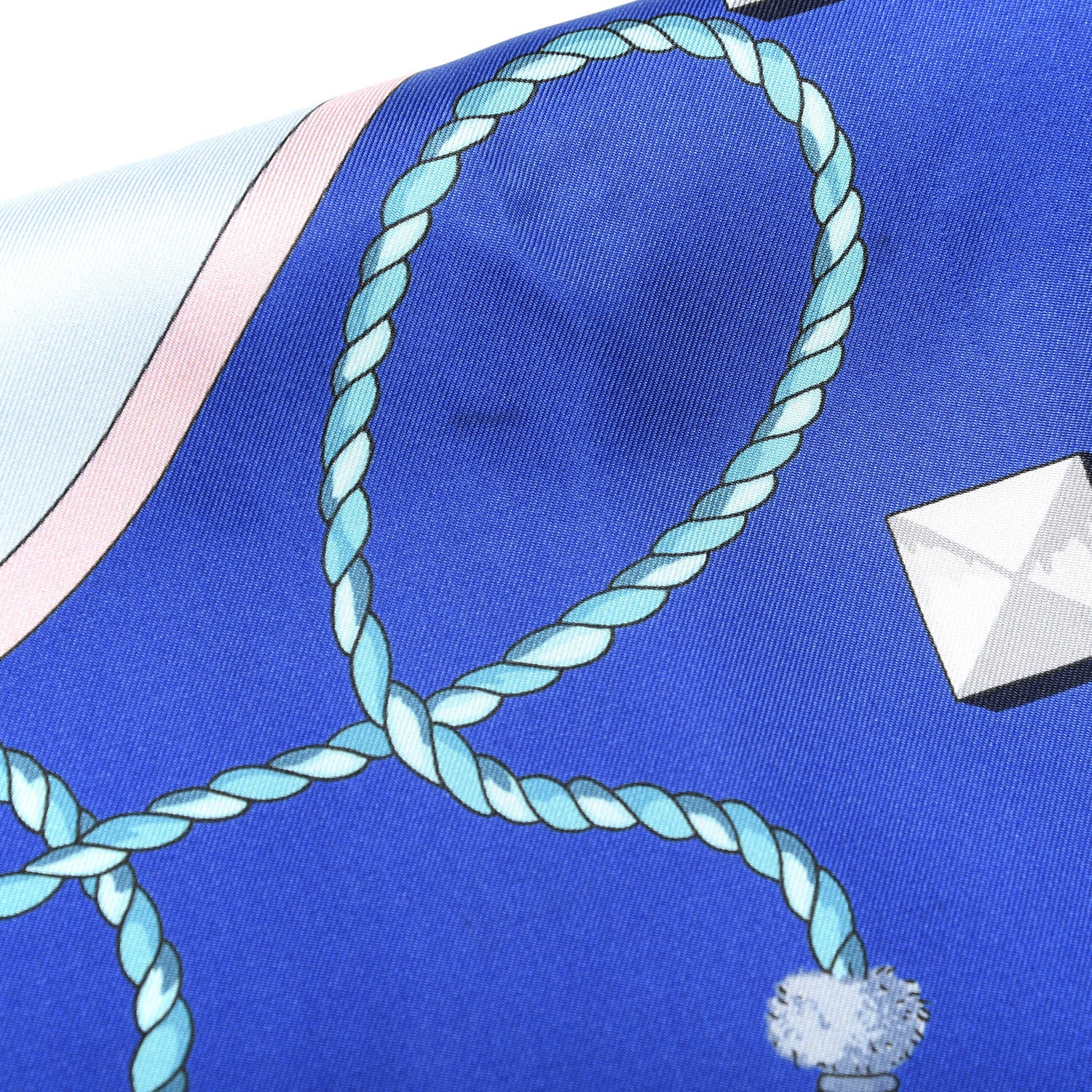 Hermes Silk Les Cles Twilly Scarf Royal Bleu Petrol Sky Bleu 9 of 9