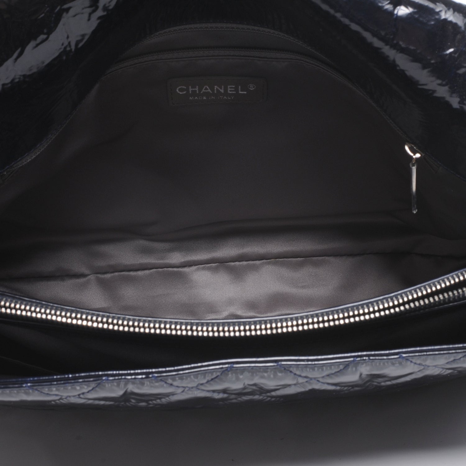 Chanel Patent Quilted XL Flap Navy Blue 6 of 8