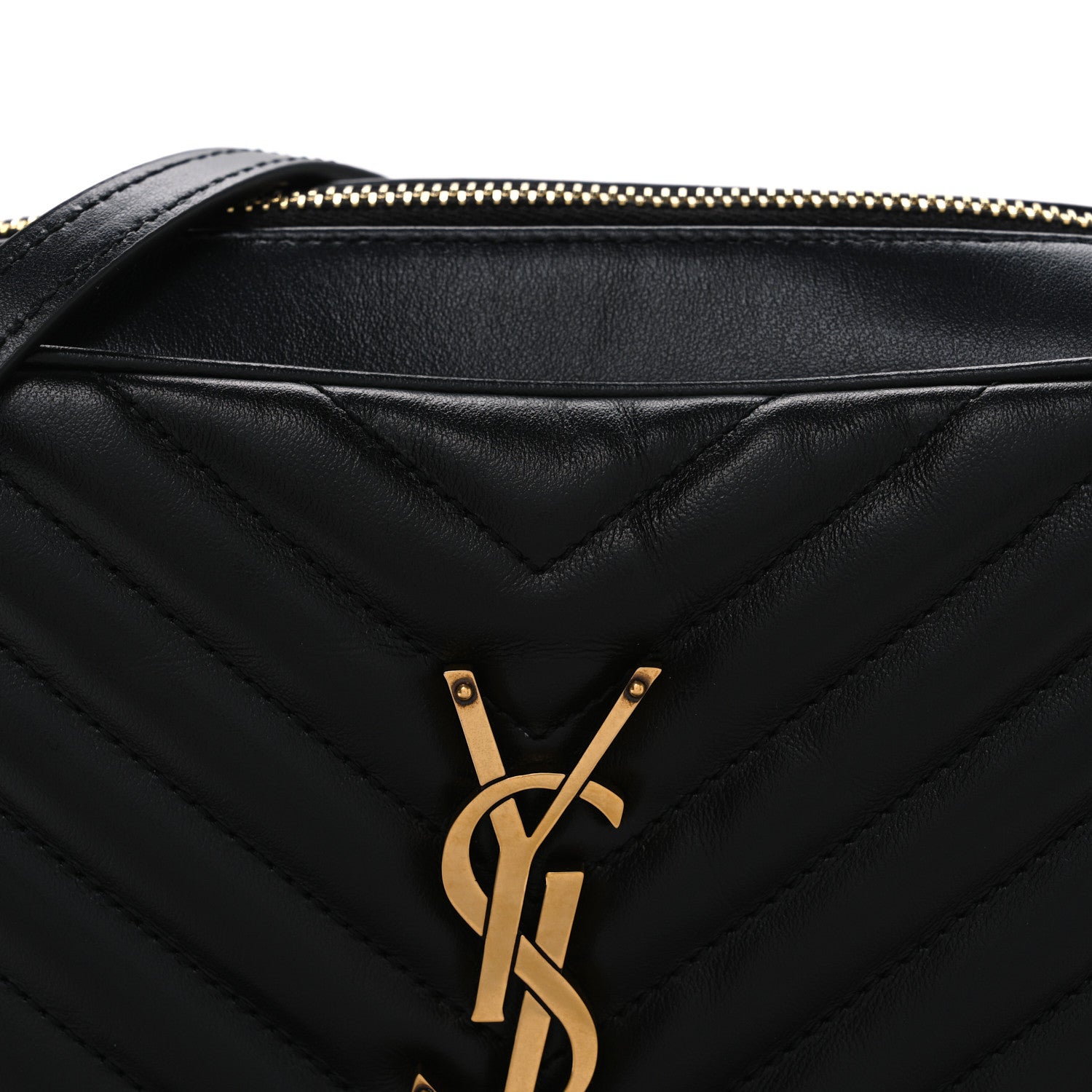 Saint Laurent Calfskin Matelasse Monogram Lou Camera Bag Black 8 of 11