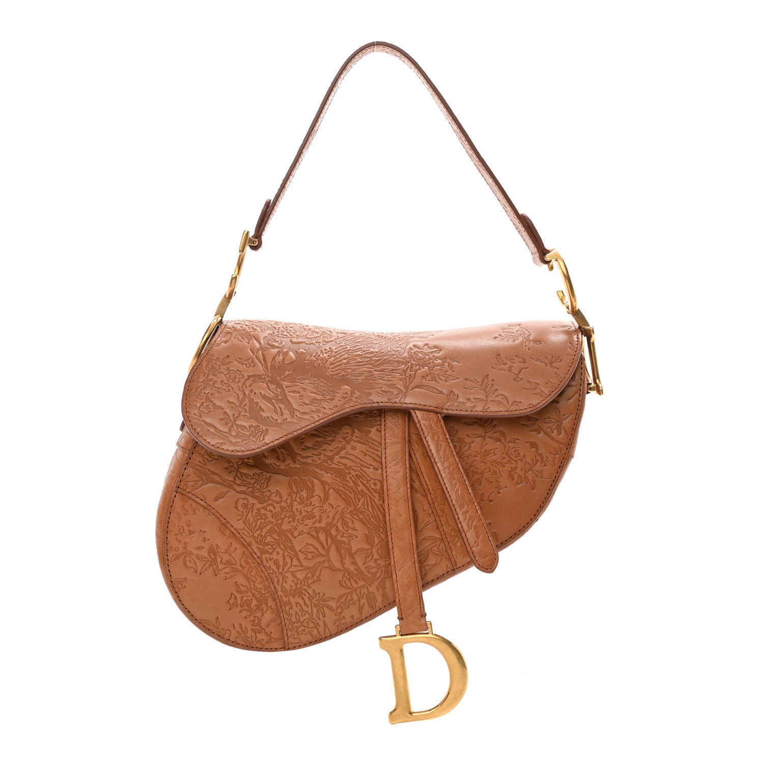 Christian Dior Calfskin Laser Cut Saddle Bag Brown Multicolor 1 of 8