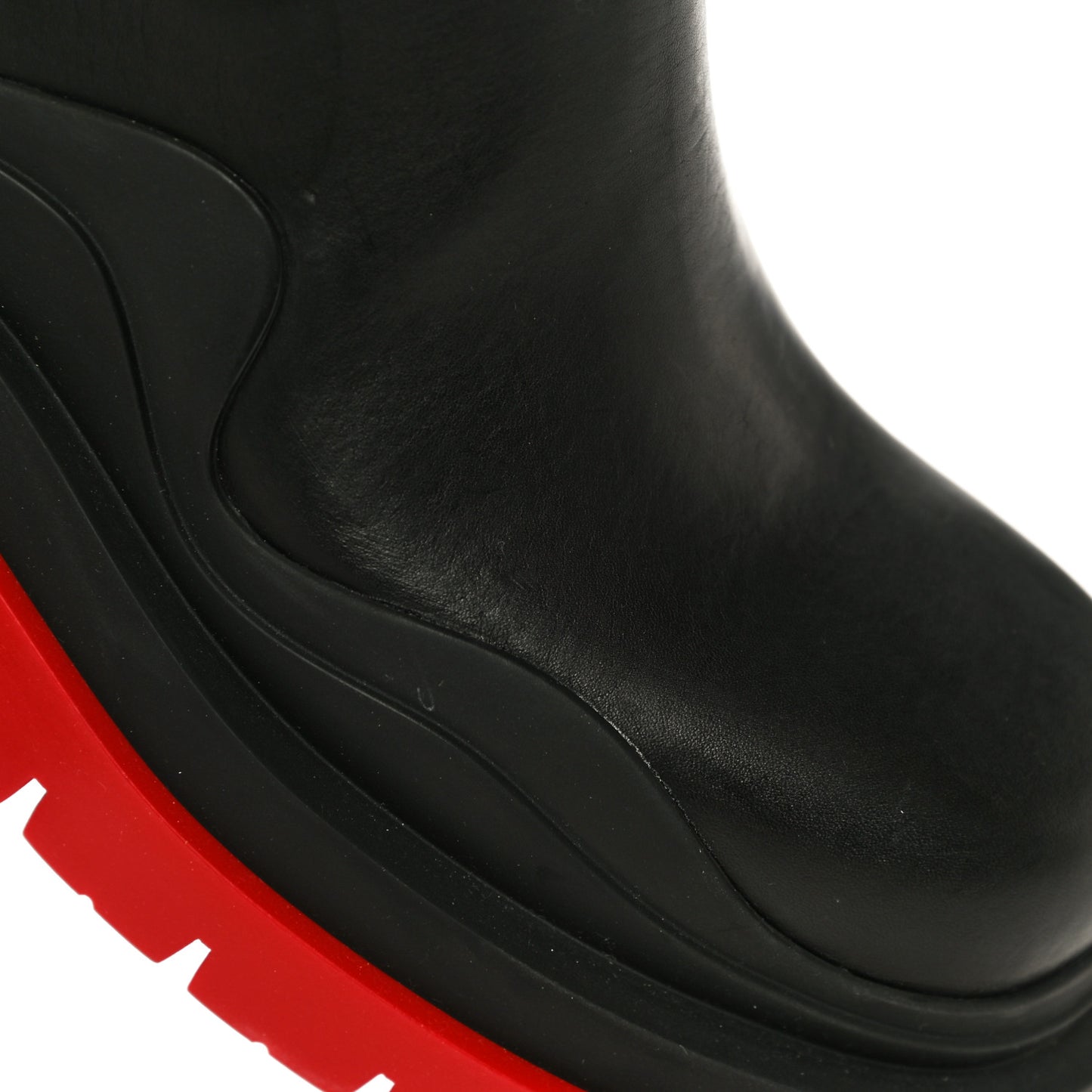 Calfskin The Tire Chelsea Boots 36.5 Black Bright Red